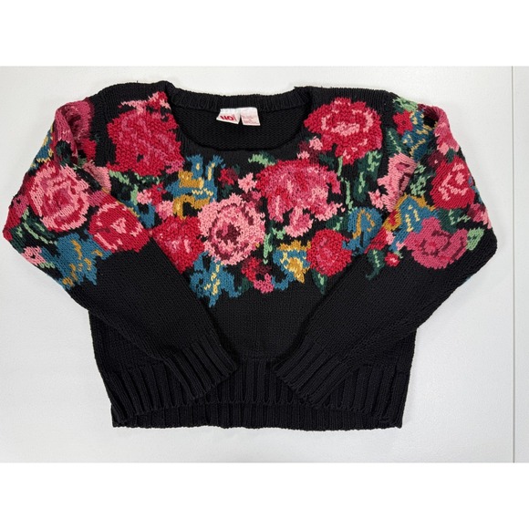 No Boundaries Sweaters - Vintage No Boundaries Floral Sweater Womens M 90s Floral Chunky Knit Cottagecore